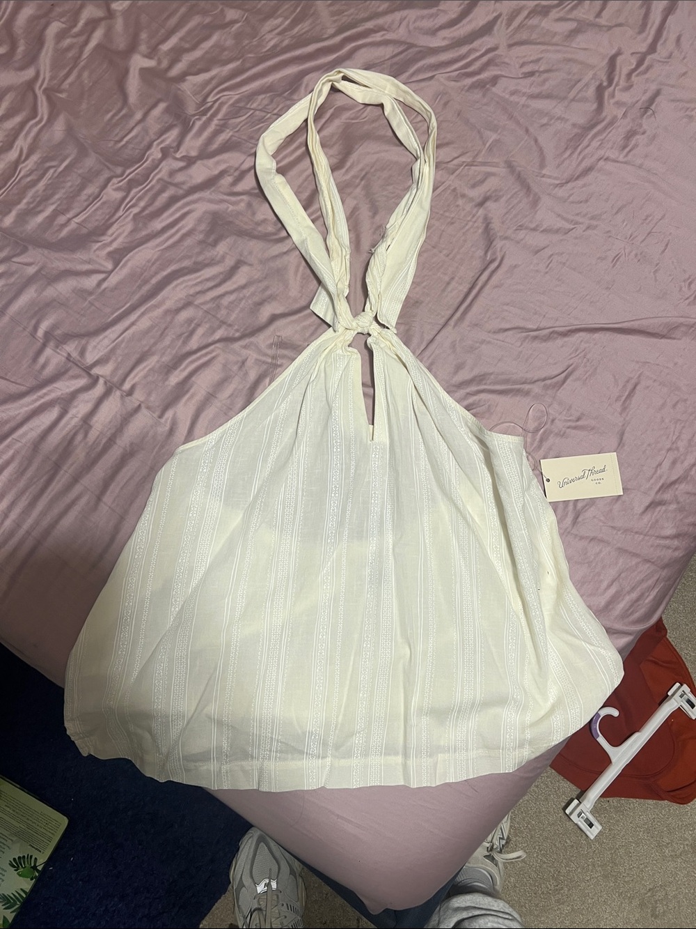 Universal Thread White One-Shoulder Halter Dress Top